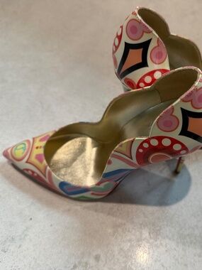 Christian Louboutin Hot Chick 100 Patent Tivoli Platine Gold Red Heel Pump